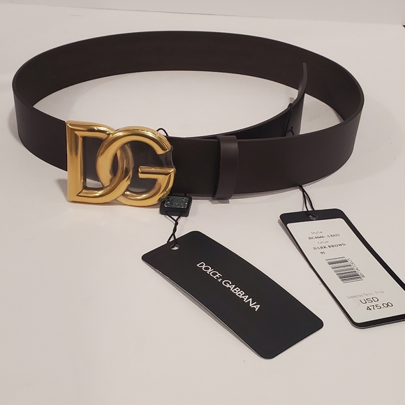 Dolce&Gabbana Men's DG-Logo Brown Leather Buckle Belt. ALL SIZES AVAILABLE - Picture 2 of 5